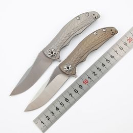 1Pcs New High End Flipper Knife CPM20CV Satin Drop Point Blade CNC TC4 Titanium Alloy Handle Ball Bearing Washer EDC Pocket Folder Knives with Retail Box