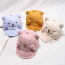 Caps Hats Summer Cartoon Childrens Baseball Hat Cute Animal Boy Girl Pea Hat Solid Soft Brown Childrens Sun Hat 1-5Y WX