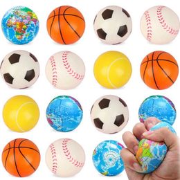Decompression Toy 5/18 pieces global squeeze ball 2.3 inch world baseball basketball football tennis pressure relief ball foam toy party discount B240515