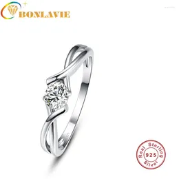 With Side Stones BONLAVIE Classic Luxury Female 925 Sterling Silver Finger Ring For Elegant Women Wedding Engagement Jewellery Gift