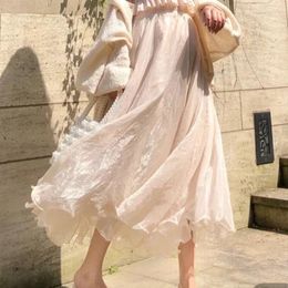 Skirts Spring Summer Maxi Skirt Women High Waist A-line Pleats Black Long High-end Luxury Designer Korean Fashion Clothing