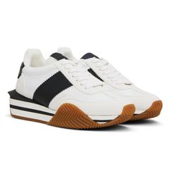 Top Luxury James Casual Sneaker Shoes Side Stripe Trainer Suede & Nylon Calfskin Skateboard Walking Chunky Rubber Sole Comfort Footwaer Designer Men Skate Shoe box