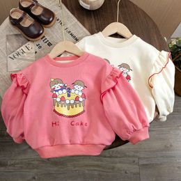 Girls Fedeshirt Cotton Pullover per bambini Stampa cartone animato T-shirt 2023 Fring Fall Abiti per bambini in stile coreano L2405