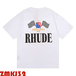Rhude Brand Designer T Shirt Mens Rhude Shorts Tracksuits Printing Letter Black White Grey Rainbow Color Summer Fashion Cotton Cord Top Brand Short Sleeve 935