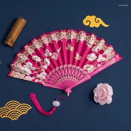 Decorative Figurines Vintage Tassel Chinese Folding Fan Japanese Arts Hand Craft Girl Women Gift Home Ornaments Ancient Dancing Decor