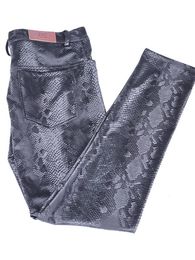 Mens leather pants snake pattern printed PU leather pants sexy tight Trousers thin pencil pants performance clothing 240429