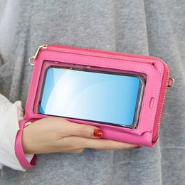 Bag Fashion Lady Crossbody Shoulder Mobile Phone Purse Transparent Window Wallet Waterproof Anti-scratch
