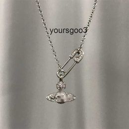 Designer Full Diamond Saturn Chain Necklace Womens Shining Full Diamond Pin Stacked Chain Collar chain wholesale yoursgoo3