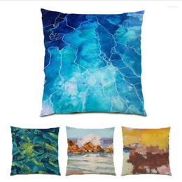 Pillow Velvet Living Room Decoration Artistic Cover Ornamental Pillows For Colourful Polyester Linen Painting E0225