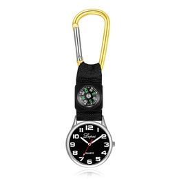 Party Favor Portable Carabiner Pocket Watch Compass Nurse Quartz Watches Keychain Mtifunctional Outdoor Survival Tool Drop Delivery Dhwna