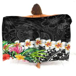 Polynesian Logo Printed Sarong Soft Shawl Coat For Women Covering A Skirt In Hawaiian Art Beach Long Gauze Dress