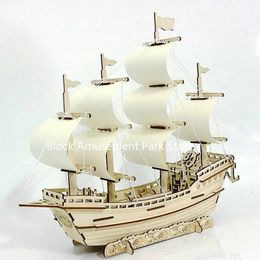3D Wooden Ship Jigsaw Toys Learning Building Robot Model DIY Sailing Boat Plane Puzzle Aircraft Gift Kids Car Toy For Children 240513