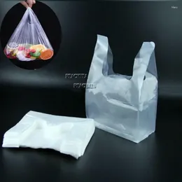 Storage Bags 100pcs Useful Plastic Shopping Bag Transparent Supermarket With Handle Food Packaging
