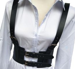 Women Fashion sexy Goth Leather Harness Body Bondage Belt Cage Sculpting elastic Leather Waist Belt chest belt slim body T2003277544383