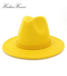 Simplicity Men Women Trend Wide Brim Warm Wool Felt Jazz Fedora Hats Retro Style Solid Colour Panama Hat Trilby Party Formal Hat T23410347
