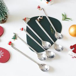 Spoons 6pcs/set Tea Spoon Innovative Christmas Stainless Steel Set Creative Gold Plated Coffee Dessert Gift