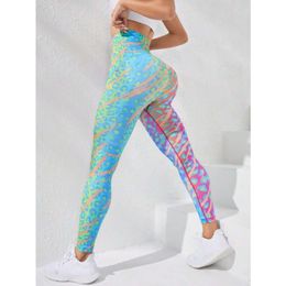 Lu Pant Align Seamless Tie Dye Women Knit Print Leggings Fiess Fashion High Waist Butt Lift Pants Gym Running Elastic Tights Yoga Gry Wor