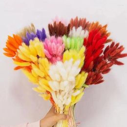 Decorative Flowers 60PCS/Bunch Natural Colour Dried Lagurus Ovatus Tails Grass For Home Decoration Fluffy Pampas Boho Wedding Decor