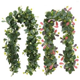 Decorative Flowers 190CM Artificial Vine Garland Hanging Green Vines Wreath Fake Plants Leaves For Door Mantle Home Party Decoration