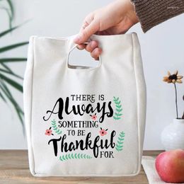 Storage Bags Letter Printed Portable Lunch Thermal Insulated Bento Box Totes Office Picnic Cooler Food Pouch Thanksgiving Gifts