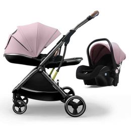Strollers# Luxurious Baby Stroller 3 in 1 Ergonomic Design Newborn Pushchair Can Sit Lie Pram Free Shipping H240514