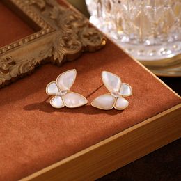 Gentle temperament butterfly earrings Vaned Earrings S925 Silver Needle Mother Shell Small Form Design Super Immortal with original logo box