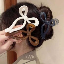Hair Clips Barrettes Ponytail bow big hair claw crab accessories womens solid acrylic knot clip girl bucket headband