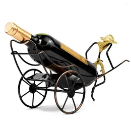 Decorative Plates Nostalgic Style Wine Rack Bottle Retro Rickshaws Iron Art Holder Display Shelf Bar Table Furnishing Decor Home