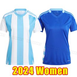 Women Argentina Soccer Jerseys 2024 2025 Fans Version MESSIS MAC ALLISTER DYBALA DI MARIA MARTINEZ DE PAUL MARADONA Kit Football Shirt Girl S-2XL