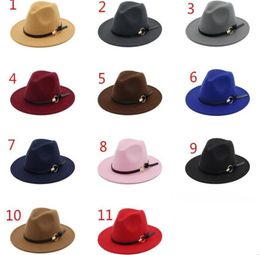 Fashion felt jazz hats Classic TOP hats for men women Elegant Solid felt Fedora Hat Band Wide Flat Brim Stylish Panama Caps Fedora4938583