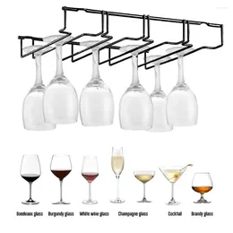 Kitchen Storage Iron Art Wine Glass Shelf Grape Cup Holder Hanging Under Cabinet Rack Black Bar Supplies