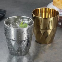 Cups Saucers Insulation Anti-scalding Stainless Steel Diamond Wine Beer Drinking Table Coffee Tea Cup