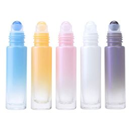 Packaging Bottles Wholesale 10Ml Jade Roll On Bottle Travel Portable Mini Glass Essential Oil Natural Crystal Stone Cosmetic Empty B Dhwxs