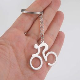 Sport Man Keychain Stainless Steel Bicycle Bike Cycling Riding Keyring Key Chains Hanging Accessories Jewellery Gifts