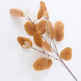 Decorative Flowers 1Pc Colorful Artificial Eucalyptus Leaves Branch Long Stem Simulation Fake Green Plants For Wedding Party Decoration