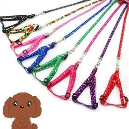 Printed Nylon Dog Leashes Adjustable Harness Pet Collar Puppy Cat Animals Accessories Necklace Rope Tie
