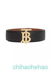 Designer Borbaroy belt fashion buckle genuine leather Womens Reversible Monogram Buckle Leather Belt black tan Sz L