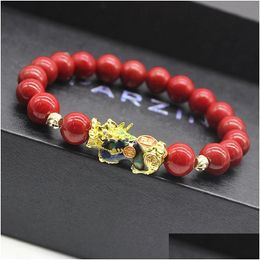 Beaded Feng Shui Stone Beads Bracelet Men Women Uni Wristband Change Color Pixiu Wealth And Good Luck Drop Delivery Jewelry Bracelets Dh6Fi