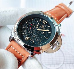Men Fashion Watch Whole Design Stainless Steel All Dial Work Quartz Movement Leather Strap 43mm Male Sport Wristwatch3194099