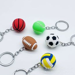 1 pc Silicone Football Basketball Key Chain Creative Volleyball Tennis Rugby Keyring Bag Car Keys Pendant Accessories 240506