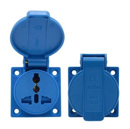 Black Blue Universal hole industry safety outlet 10A 250V IP44 Austrian waterproof power cover connector socket