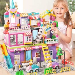 Blocks Girls Large Particle Block Marble Competition Slide Large Size Block City Block House Castle Building Block Toy Childrens Gifts WX