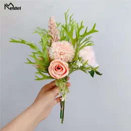 Decorative Flowers Meldel Peony DIY Party Decoration Silk Artificial Small Rose Wedding Fake Festival Supplies Home Decor