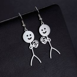 Volleyball Little Man Stickman For Women Men Sports Stainless Steel Drop Earrings Pendientes Jewelry Party Gifts