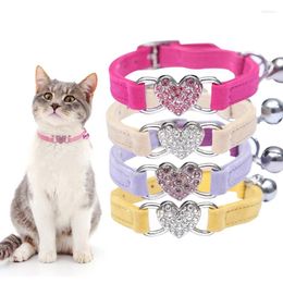 Dog Apparel Cat Collar Heart Charm Safety Choker Breakaway Elastic Adjustable Chic Soft Velvet Necklace For Puppy Kittens Pet Product