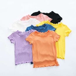 Girls T Shirt Summer Crop Top for Kids Slim Girl Vintage Cotton Tshirts Children Tees Coloured Baby Undershirts Toddler Outfits 6 L2405