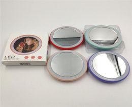 Portable LED Mirror Makeup Glasses Make Up Pocket Compact Cosmetic Mini LED Lights Lamps2135533