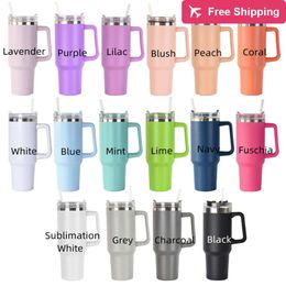 40oz Stainless Steel Tumbler with Handle and Straw Vacuum Sealed Insulated Travel Mug stanliness standliness stanleiness standleiness staneliness EYYU