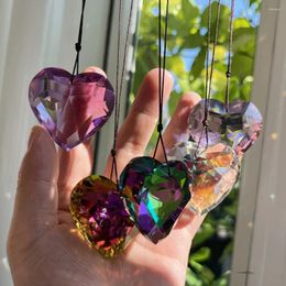 Garden Decorations Crystal Craft Jewellery Accessories Chandelier Decoration 45mm Peach Heart Prism Pendant Sun Catcher