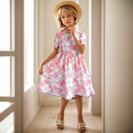 Girl's Dresses Dress Girl Floral Pattern Girls Party Dress Summer Dress For Children Teenage Childrens Clothing 6 8 10 12 14